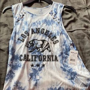 Blue tie die tank top